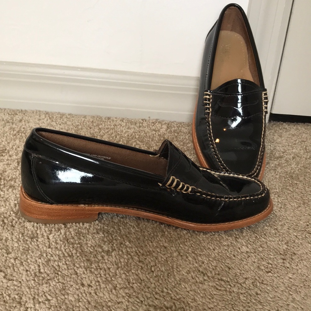Weejuns black patent leather penny loafers